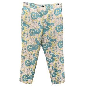 Talbots Floral Pants Blue Green 12‎